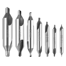 QWORK® 7-Piece Centre Drill Bit 1/1.5/2/2.5/3/4/5 mm, 60 Degree Lathe Combined Centre Drill Countersink for Metal, Alloy, Copper, Iron, Wood