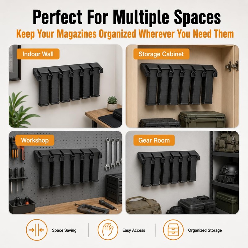HEKAGURA Durable ABS 6 Standard Rack Wall Mount, Wall Magazine