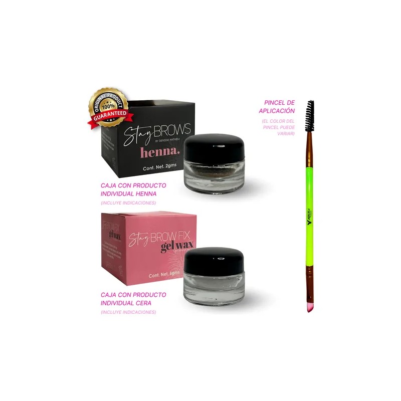 Kit Cera Gel Y Henna Stay Efecto Laminado Y Cejas