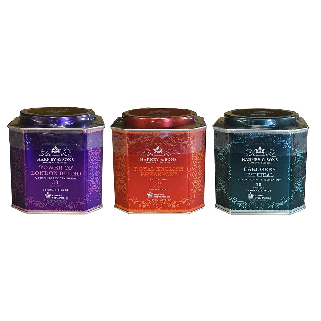 Harney & Sons Historic Royal Palaces Black Tea Collection Set of 3 - Tower of London, Royal English Breakfast, & Earl Grey Imperial
