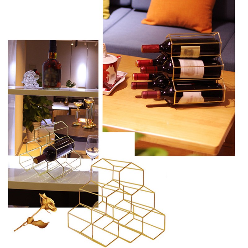 Tabletop Wine Rack 6 Bottle Wine Holder Modern Metal Wine