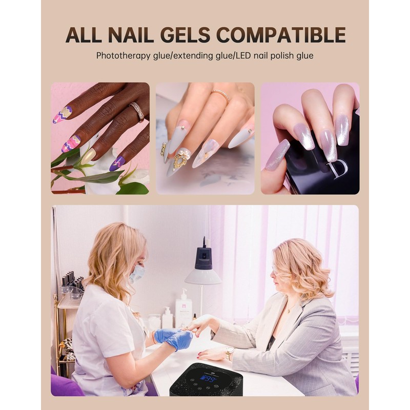 CHRISTINE SHELLY UV LED Nail Lamp 72W Rechargeable Sparkly Wireless