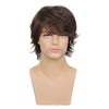 Mens Short Wig with Long Bangs Adjustable Brown Soft Simulation