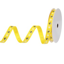 Bee Teacher Daisy Flower Grosgrain Ribbon, 3/8 Inch x 10 Yard Yellow Black Bee Summer Ribbon for Gift Wrapping, Hair Bows, Party Decoration, DIY Crafts