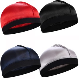 4pcs Silky Stocking Wave Cap, Satin Doo Rags Good Compression Wave Caps for Men, for 360 540 720 Waves
