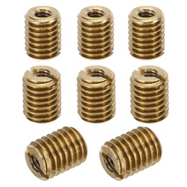 PATIKIL Brass Threaded Repair Insert Nut, 8 Pcs M8xM4x10mm Male to Female Slotted Thread Sleeve Inserts Reducing Nut Adapter Reducer Screw Sleeves, Gold Tone
