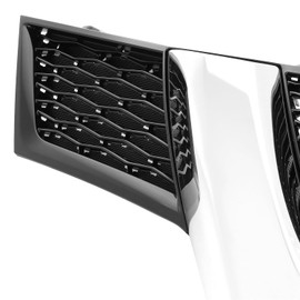 Auto Dynasty [Non Camera Hole] NI1200304 Factory Style Front Bumper Grill Grille Assembly with Chrome Moulding Compatible with Nissan Rogue 2015-2016, Painted Black