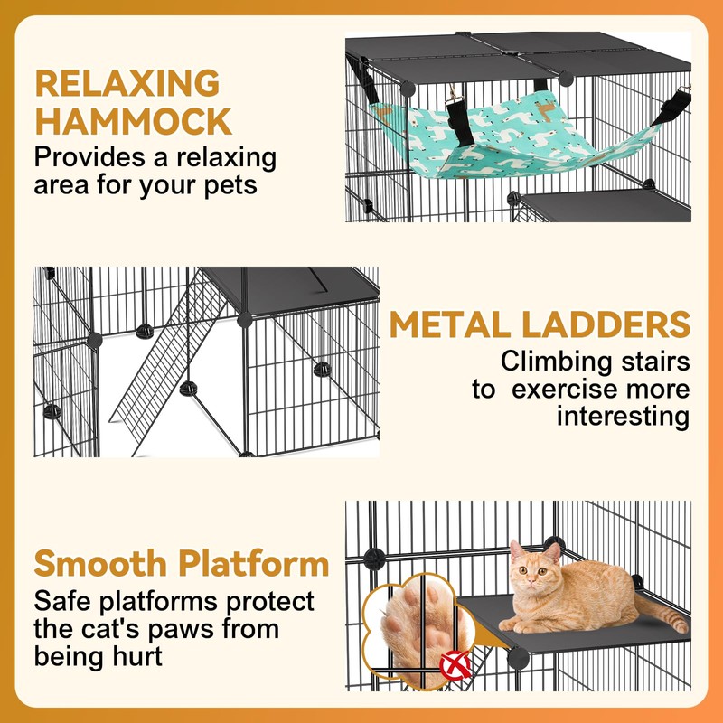 VISCOO Cat Cage, 4-Tier DIY Cat Enclosures Catio, Cat Playpen