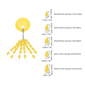 PATIKIL Fishing Rubber Bobber Beads Stoppers, 300 Pieces 6 in 1 Float Sinker Stops Oval Shape L Size for Fishing Line, Yellow