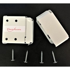HomeAmore 1 Pair HP (High Profile) White Brackets with 4 Screws Included.