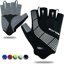 Souke Sports Men’s Cycling Gloves, 3D Padded, Fingerless, Sweat Absorbent, Quick Drying, Breathable, black (black 19-3911tcx), L