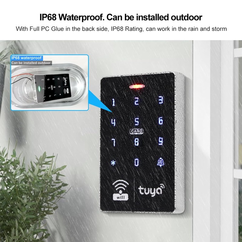 jasugKEY WiFi Smart Access Controller, IP68 Waterproof RFID Keypad, Tuya