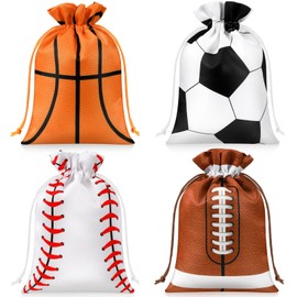 Frienda 24 Pcs Sports Party Favor Bags Sport Party Gift Bags with Drawstring for Soccer Baseball Basketball Football Themed Sport Favor Supplies Decorations