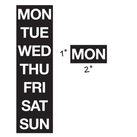 Magna Visual Magnetic Days of The Week 1" x 2" (White on Black)