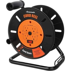 DEWENWILS Extension Cord Reel Open Power Storage Reel with 4-Grounded Outlets