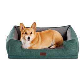 Hollypet Orthopedic Rectangle Dog Bed for Medium Dogs, Supportive Egg-Crate Foam Pet Beds with Removable Washable Waterproof Cover and Non-Slip Bottom, Green, 32" L x 24" W x 8.5" Th