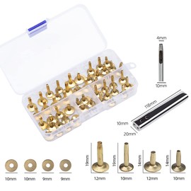 WUTA 83 remaches de cobre y rebabas, latón macizo a prueba de óxido, remaches de cobre de piel para piel, herramienta de ajuste de remaches de cobre puro para cinturones, carteras, collares, suministros de manualidades, 4 tamaños (latón)