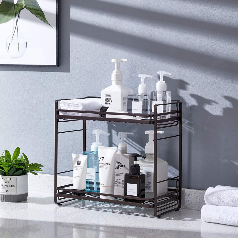 zccz 2-Tier Bathroom Countertop Organizer - Detachable Standing Rack Bathroom