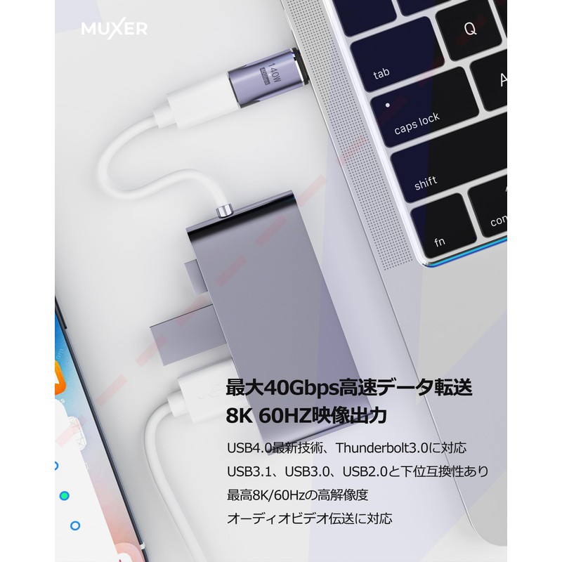 MUXER Magnetic USB C Converter Adapter I-Shape [USB 3.1 40Gbps