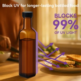 WERTIOO Hot Sauce Bottles 8.5oz – 12-Pack Light-Blocking Bottles with Caps – Preserve Color and Freshness of Oils Vinegars Sauces – for Kitchen Storage Gifts and Small-Batch Use, Amber