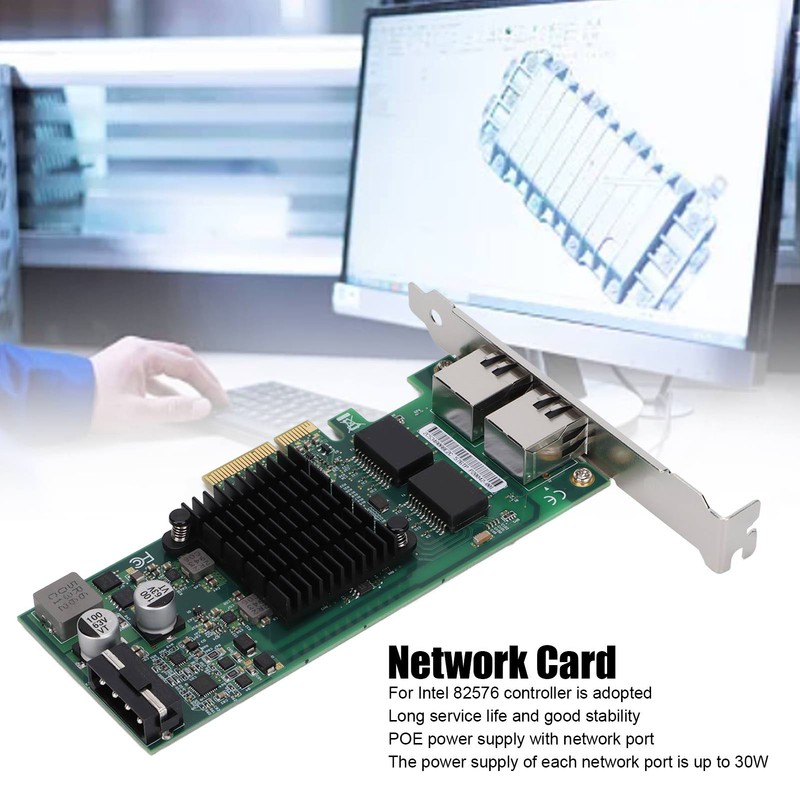 Network Card PCIE X4 Rj45 10/100/1000Mbps Gigabit Dual Port Electric