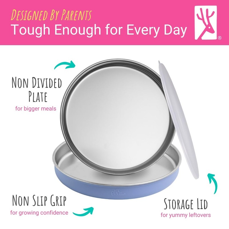 Elk and Friends 7.8” Stainless Steel Non Divided Plates with