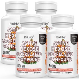 Active Hexose Correlated Compound 500mg - Supports Immune Health, Liver Function & T-Cell/Natural Killer Cell Activity - 240 Veggie Capsules (Pack of 4)