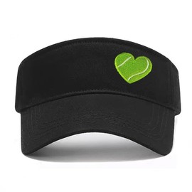 AIMASTZ Tennis Heart Embroidered Adjustable Tennis Visor, Tennis Sports Hat for Men Women,Gifts for Tennis Lovers, Black