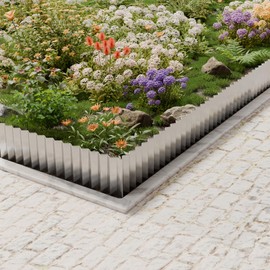 SnugNiture Corrugated Metal Garden Edging,4" x 10' Sturdy Lawn Edging Border,Landscape Edging Border for Lawn, Flower Bed,Garden and Yard