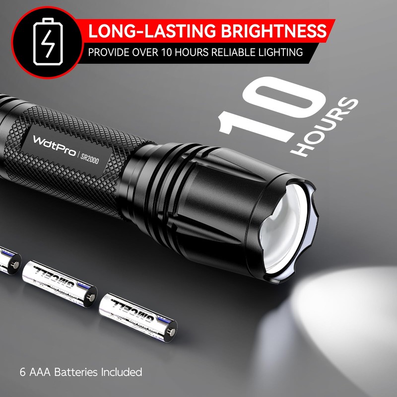 WdtPro LED Flashlight High Lumens SR2000 Pro - 2 Pack