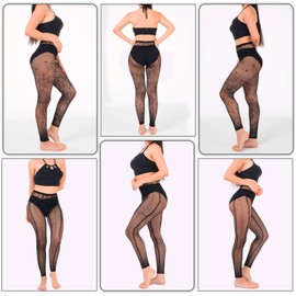 aisacsop 6 Pairs Footless Tights for Women Fishnet Stockings Black Fish net Tights Fishnet Leggings Patterned Tights Lace Tights Womens Footless Tights