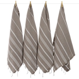 Cacala Pure Series - Set of 4 Turkish Peskir Hand & Face Towels Lightbrown