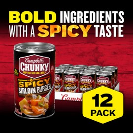 Campbell's Chunky Soup, Spicy Sirloin Burger Soup, 18.8 Oz Can (Case of 12)
