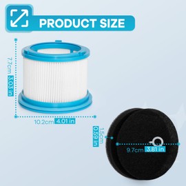 Jollsung 4039 Replacement Filters for Bissell PowerClean FurFinder 200W, PowerClean FurGuard 280W Self-Standing Cordless Vacuum 4052 4241, 4 Foam& Felt +2 Filtration Motor Protection Filter