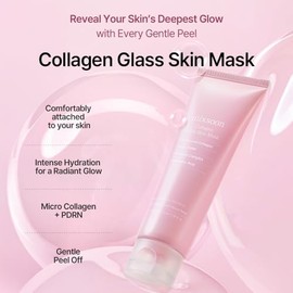 mixsoon Collagen Glass Skin Mask - Hydrating and Firming Collagen Wrapping Peel Off Mask, Low Molecular Face Mask, Radiant Smooth Finish for Glowing S