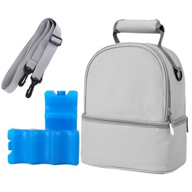 Bolsa Enfriador De Leche Materna De Doble Capa Con Bolsa De Hielo,mochila de frescura para biberones,bolsa enfriadora de transporte de leche materna de impermeable (Gris)