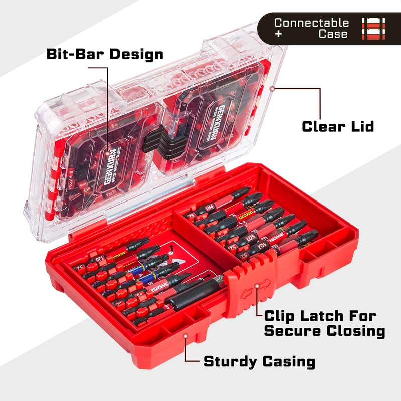 Geinxurn 74Pieces Impact Screwdriver Bits Set, Magnetic S2 Steel Phillips/Slotted/Square/Torx