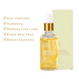 SLO-BREW BOTANICAL Korean Ginseng Gold Polypeptide Essence – Skin Repair Serum for Collagen Boosting, Fine Lines & Even Tone