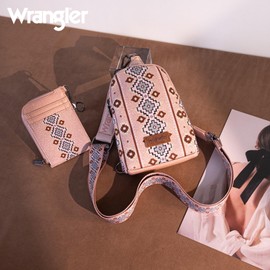 Wrangler Crossbody Bag with Card Wallet Aztec Sling Bag Purse Set WG2205-210WPK