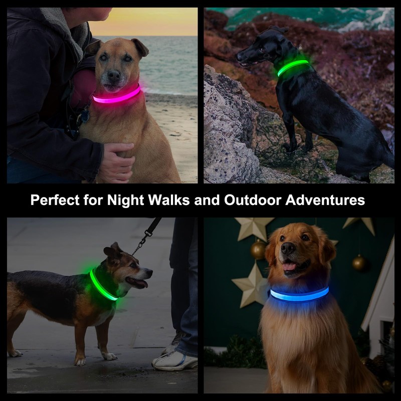 Light Up Dog Collar, Multicolor LED Dog Collar with 7