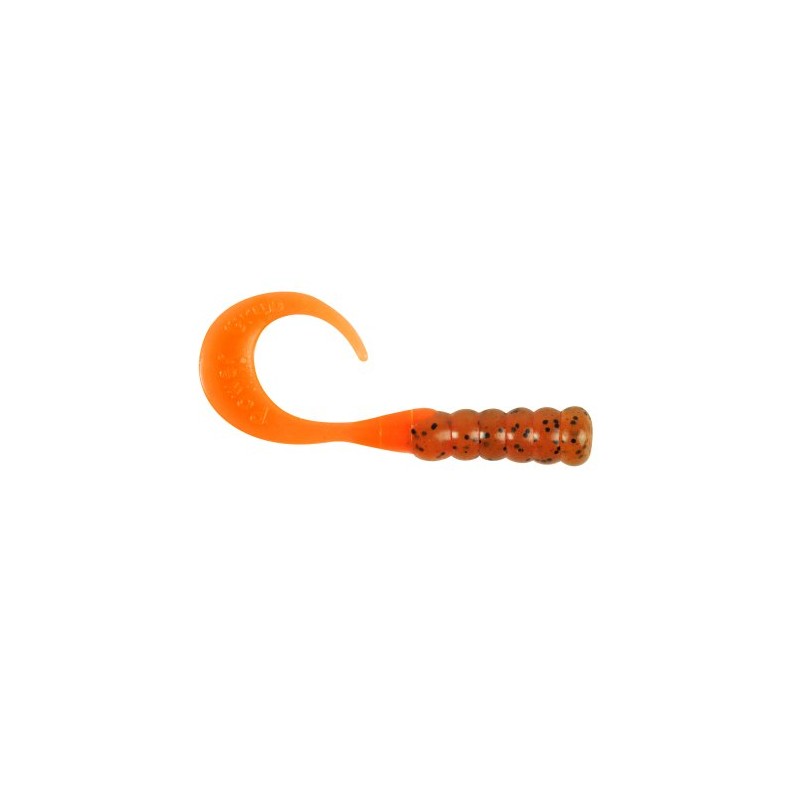 Berkley PowerBait Ribbontail Grubs, Pumpkinseed/Fluorescent Orange, 3" (15 Count)