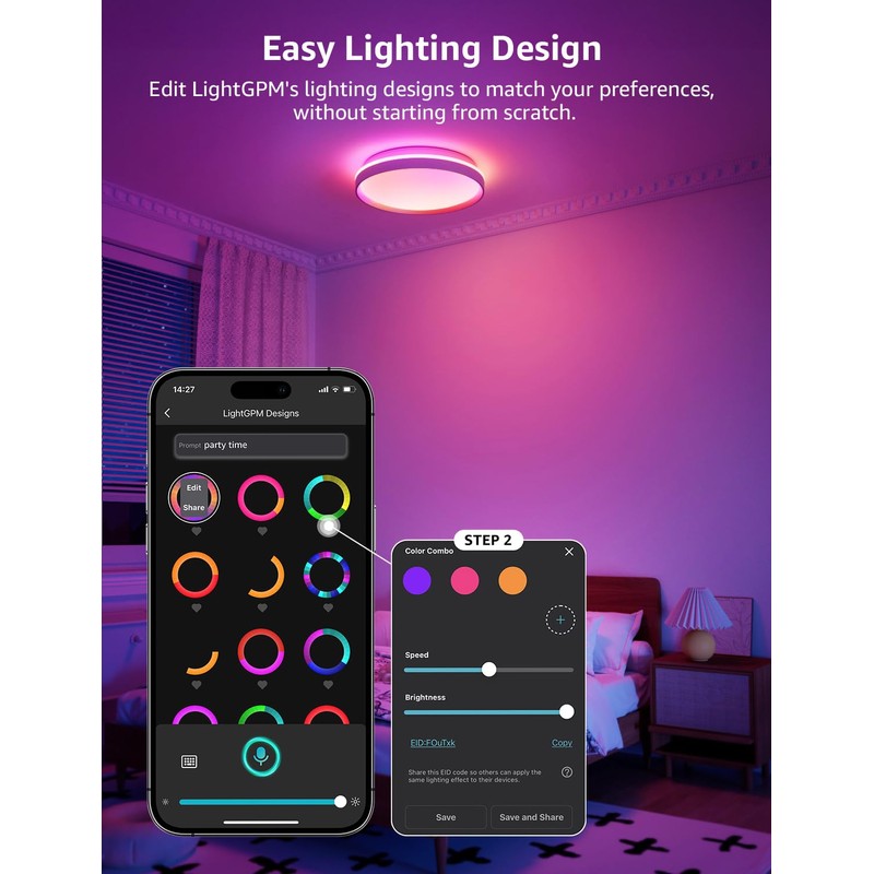 Lepro T1 AI Smart Ceiling Light 24W, Music Sync, Voice