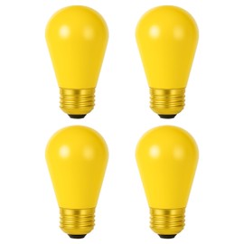 OHLECTRIC S14 Ceramic Yellow String Light Bulbs with E26 Base | 11W Dimmable Colored Bulbs | 130V Sign Light Bulbs, Suitable for String Light | 4-Pack