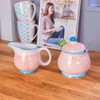 Patterned Milk Jug 300ml & Sugar Pot/Bowl Set - Orange/Blue