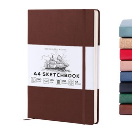 BEECHMORE BOOKS Sketch Book, A4 8.5 x 11.5 inch Blank Sketchbook for Drawing, Paint and Draw, 156 Pages Thick Paper 160gsm, Hardcover Leather Art Notebook, Boxed for Gifts (Chestnut Brown)