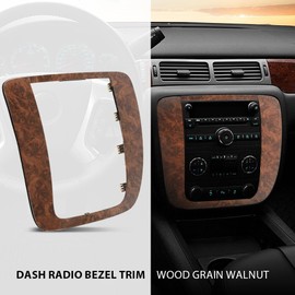 G-PLUS Dashboard Dash Bezel Trim Wood Grain Compatible with Chevy Silverado 1500 Tahoe GMC Sierra 1500 Yukon 2007-2014 15211886, 26887440, 15247458 Brown