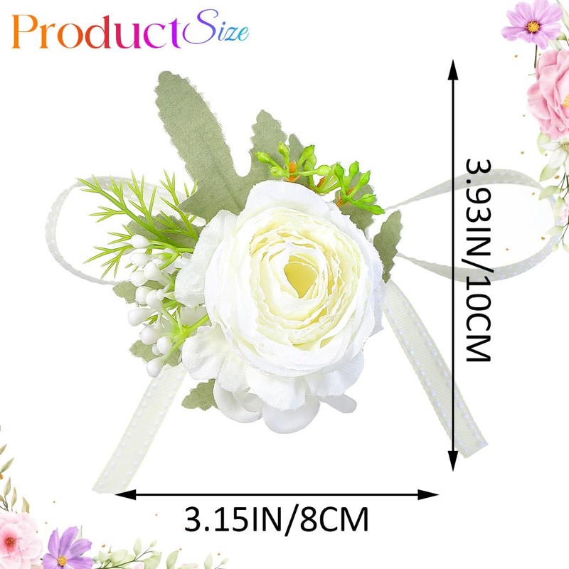 Latious Wedding Corsage Wristlet Red Rose Wrist Corsage for Women