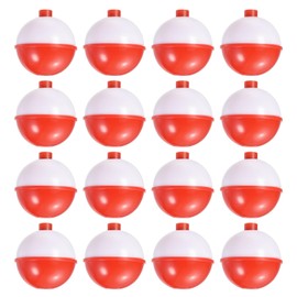 PATIKIL 1.75 Inch Fishing Bobber, 30 Pack Hard ABS Push Button Round Buoy Fishing Float Tackle, Red and White
