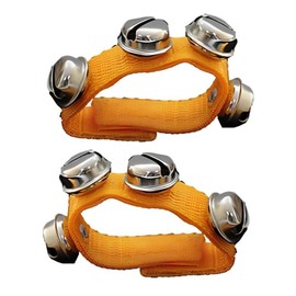 2 Pcs Multi Color Musical Rhythm Toys and Nylon Band Wrist Bell Ankle Bells Band Wrist Bell Wrist Foot Bell Instrument for Kids Baby Adult Best Holiday Birthday Party Gifts（Orange)