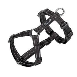 EXCELLENT ELITE SPANKER No Pull Dog Harness Reflective Nylon Vest L-Shaped Adjustable Easy Pet Harness for Small Medium Large Breeds Dogs Walking Training(S,BLK)